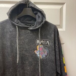 Hyper Space Men's L 'NASA' Astronaut Logo Sweatshirt Fleece Hoodie Black Heather